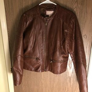 Faux brown leather jacket